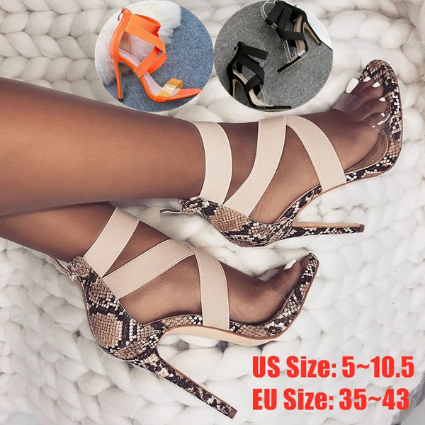 Amazon.com | Allegra K Women's Snake Print Block Heel Black Snakeskin Heels  Slide Sandals - 6 M US | Heeled Sandals